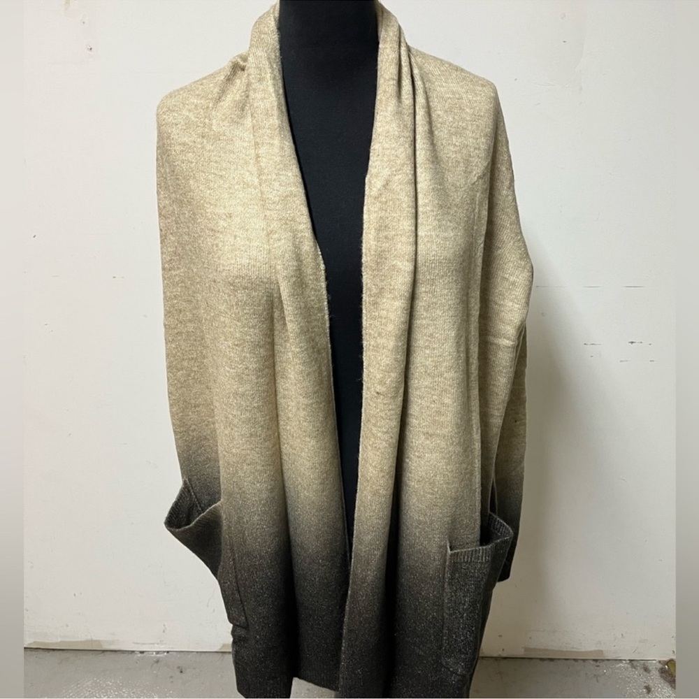 DEMOCRACY size XLARGE Ombré Oatmeal & Charcoal Cardigan Sweater NEW - Picture 2 of 12